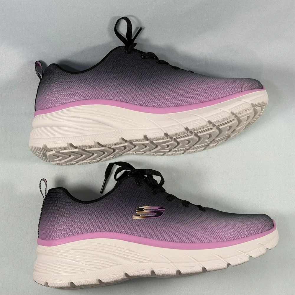 Skechers Womens Size-11 Fashion Fit Build Up Black Pink Lite Weight Sneakers New